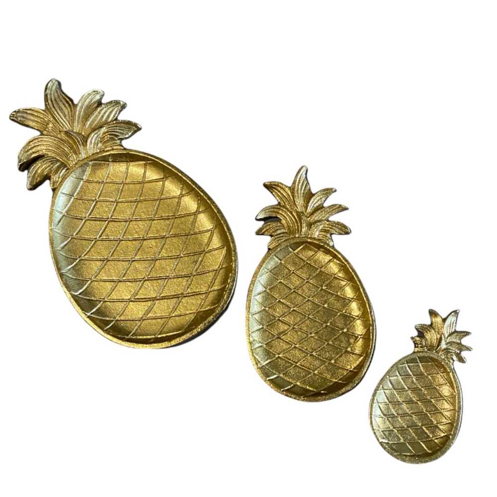 🆕Gorgeous ANTHROPOLOGIE Home Gold Pineapple Trio Wall Decor